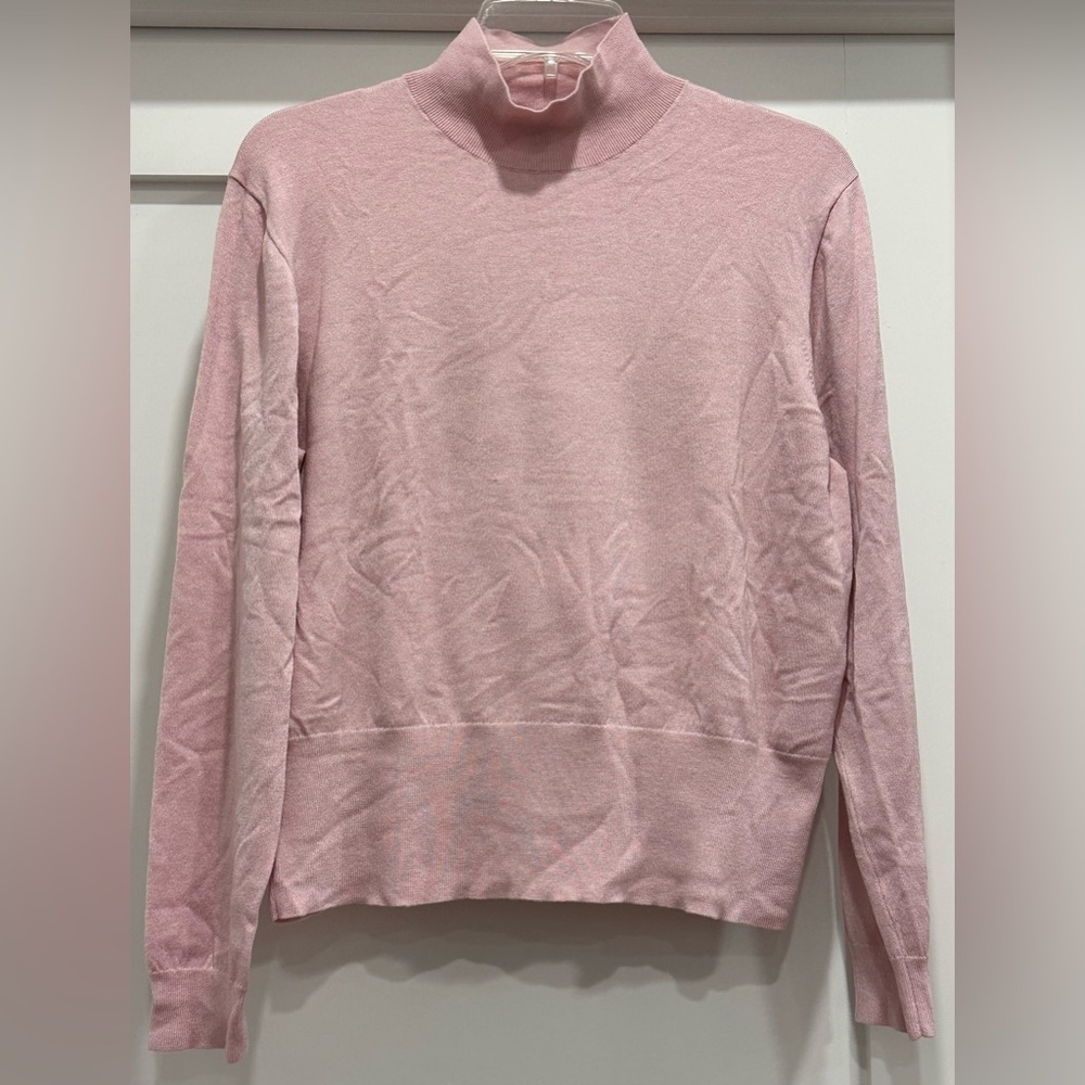 J.Crew Mockneck Silk-Blend Sweater with Ribbed Trim - Pinup Pink